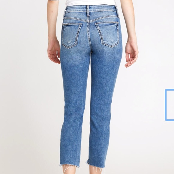 Brand New Silver Jeans Avery Slim Crop High Rose Curvy Jeans - Picture 2 of 8